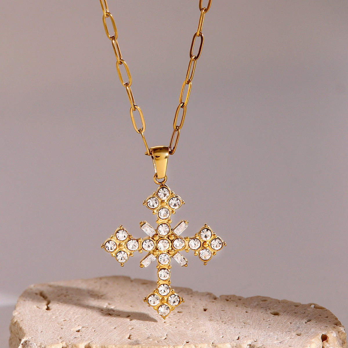 Mimi Femme Necklaces Selene Crystal Cross Necklace