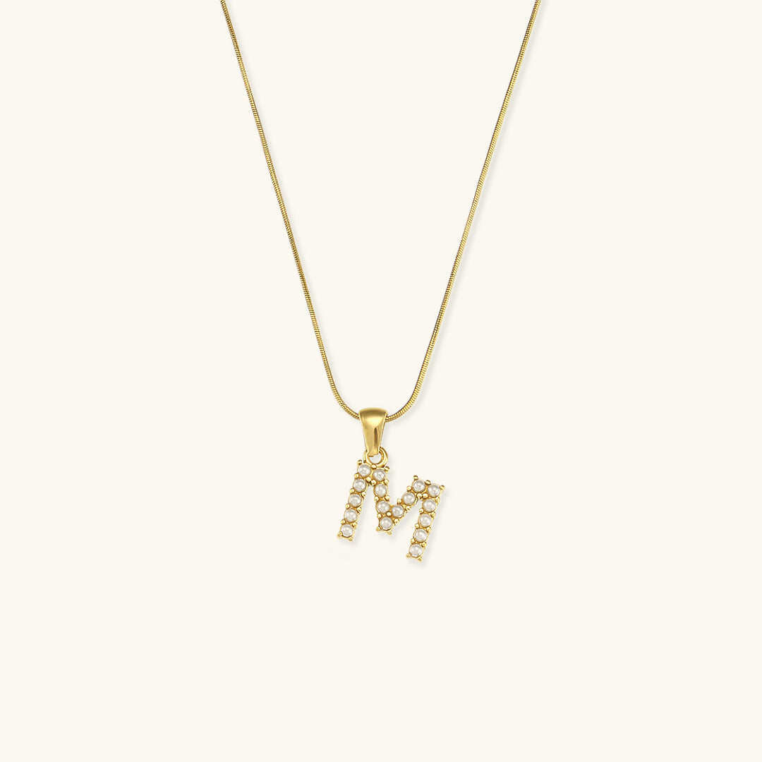 Mimi Femme Necklaces Viviana Initial Letter Pearl Necklace