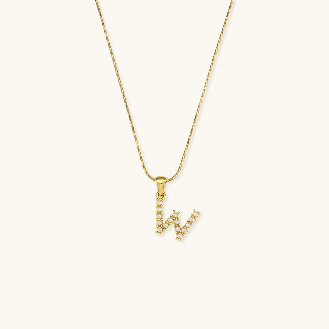 Mimi Femme Necklaces Viviana Initial Letter Pearl Necklace